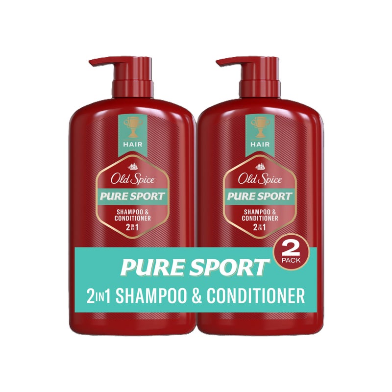 Old Spice Pure Sport 2-in-1 Shampoo and Conditioner Set for Men, Healthier, Fuller, More Moisturized Looking Hair, 29.2 Fl Oz Each, Twin Pack - Image 1