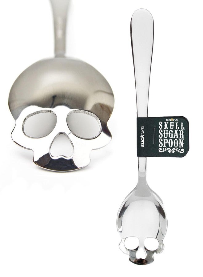 Suck UK Skull Teaspoon - Stainless Steel Sugar Spoon - Plastic-Free Kitchen Utensil & Coffee Accessory - Portion Control Mini Dessert Spoon & Novelty Skull Gift for Gothic Home Decor & Creepy Chefs - Image 1