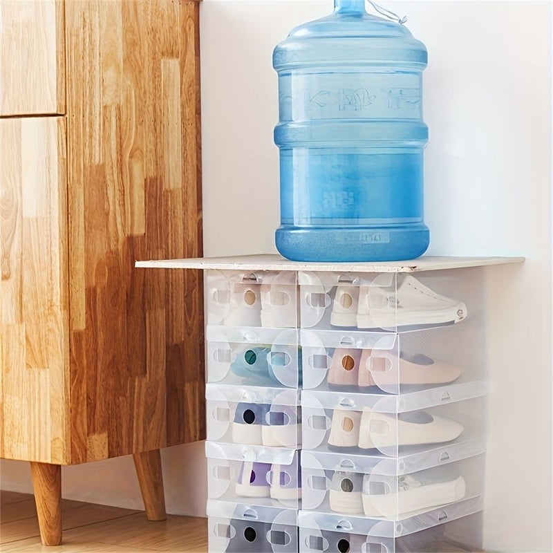 4pcs Transparent Shoe Storage Boxes Stackable Flip Top Sneaker Organizer - Image 4