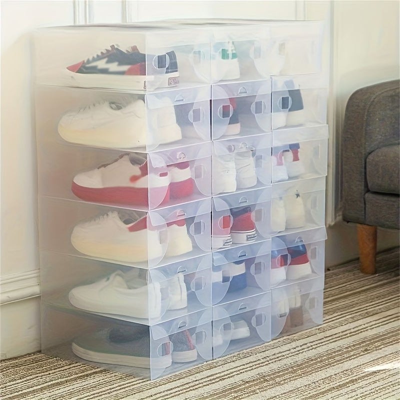 4pcs Transparent Shoe Storage Boxes Stackable Flip Top Sneaker Organizer - Image 5