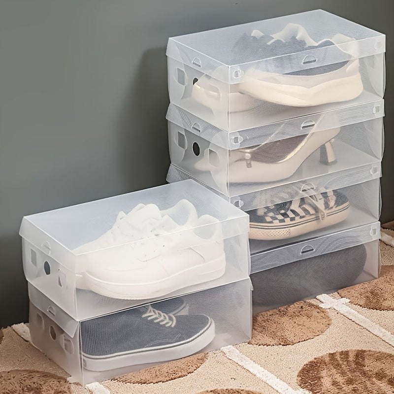 4pcs Transparent Shoe Storage Boxes Stackable Flip Top Sneaker Organizer - Image 2