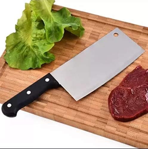 Nirvik Chopping Board with Knife Set and Scissor 6 Piece Stainless Steel Kitchen Knife Knives Set with Knife Scissor Wooden Chopping BoardSilver BlackStainless Steel - Image 5