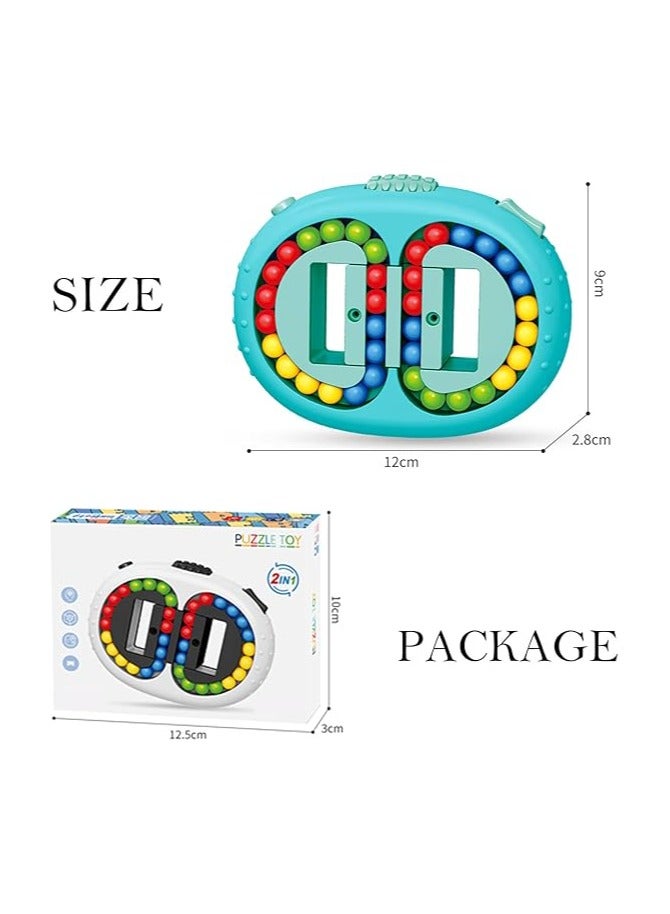jiuhao Magic Bean Rotating Cube Toy for Kids Spinning Magic Beans Finger Puzzle Educational Toys Games Stress Relief IQ Puzzle for Teen Adult -Ball Creative Excellent Toys Gifts(Blue) - Image 2