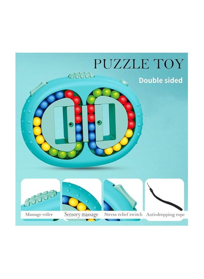 jiuhao Magic Bean Rotating Cube Toy for Kids Spinning Magic Beans Finger Puzzle Educational Toys Games Stress Relief IQ Puzzle for Teen Adult -Ball Creative Excellent Toys Gifts(Blue) - Image 3