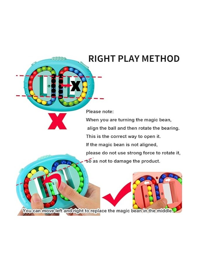 jiuhao Magic Bean Rotating Cube Toy for Kids Spinning Magic Beans Finger Puzzle Educational Toys Games Stress Relief IQ Puzzle for Teen Adult -Ball Creative Excellent Toys Gifts(Blue) - Image 5