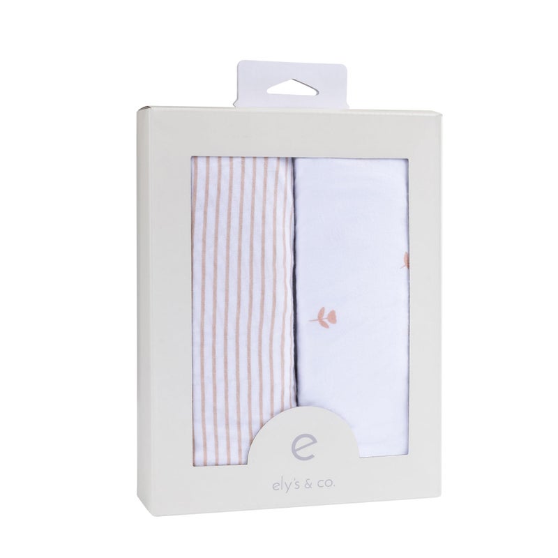 Ely's & Co. Ely’s & Co. Changing Pad Cover, Diaper Changing Table Sheets, 2 Pack, Cradle Sheet Set for Baby Girls, 100% Jersey Knit Cotton, Pink Tulip Collection, 32”x16”x5” - Image 4