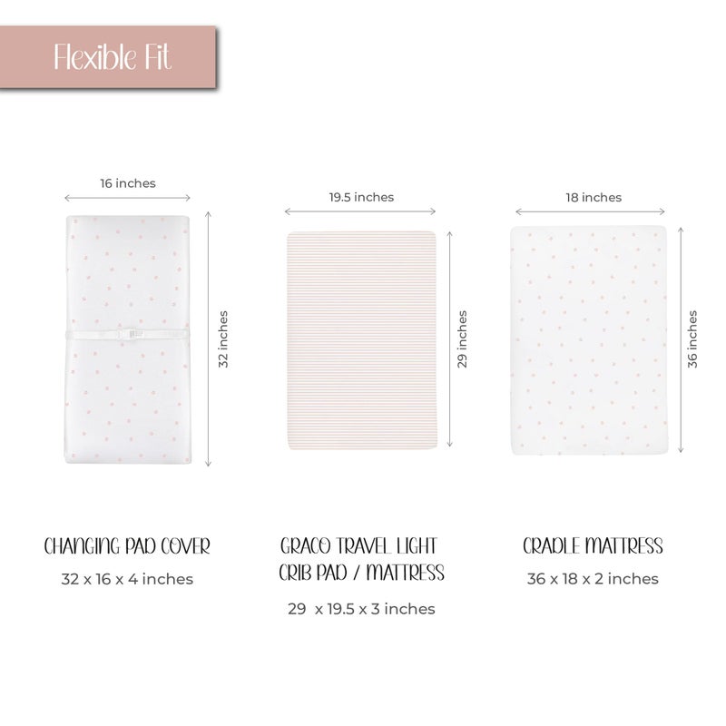 Ely's & Co. Ely’s & Co. Changing Pad Cover, Diaper Changing Table Sheets, 2 Pack, Cradle Sheet Set for Baby Girls, 100% Jersey Knit Cotton, Pink Tulip Collection, 32”x16”x5” - Image 2