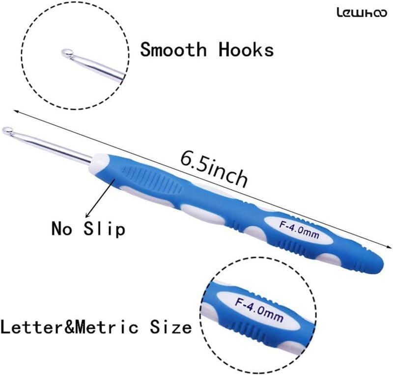 Lewhoo Ergonomic Crochet Hooks with Roll Felt Bag, Crochet Hooks Set for Arthritic Hands, Size from B to J - Image 3