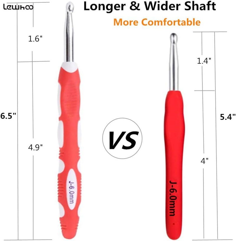 Lewhoo Ergonomic Crochet Hooks with Roll Felt Bag, Crochet Hooks Set for Arthritic Hands, Size from B to J - Image 4