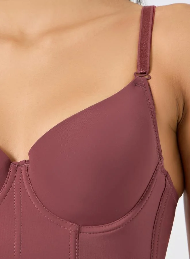 Take Two  Burgundy Longline Padded Wired Bra for Women | Best Price UAE
