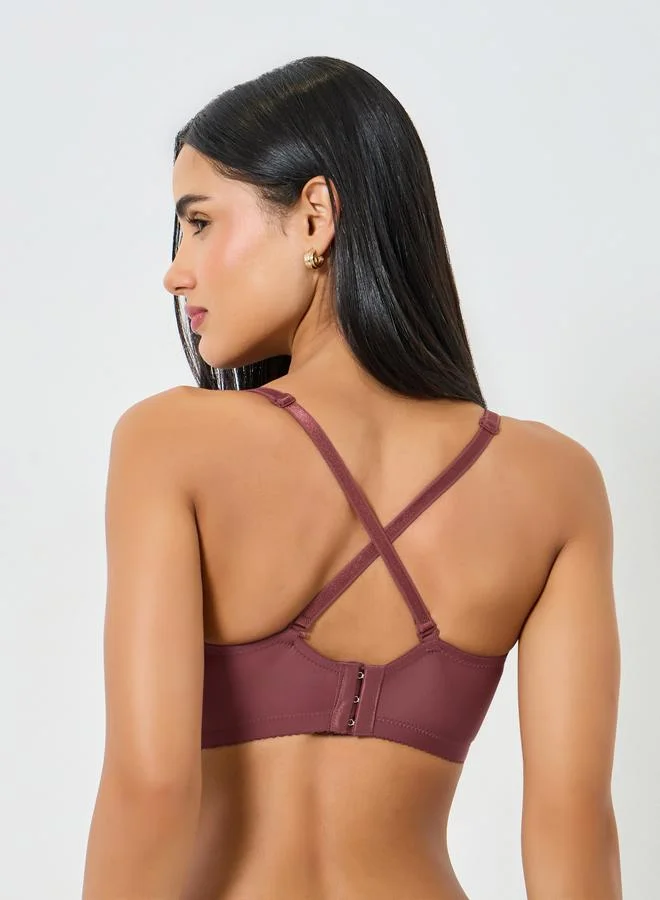 Take Two  Burgundy Longline Padded Wired Bra for Women | Best Price UAE