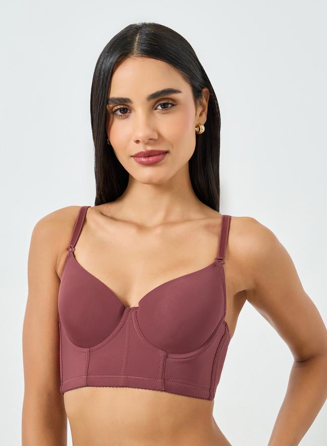 Take Two Burgundy Longline Padded Wired Bra - Image 2
