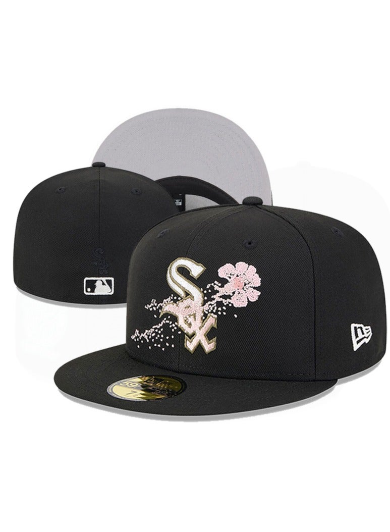 NEW ERA Chicago White Sox Baseball Cap, Cherry Blossom Embroidered Team Logo, Flat - Brim Hat - 57.7cm 