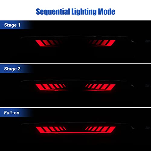 CMVT Auto Third 3rd Brake Light for 2007-2013 Chevy Silverado/GMC Sierra 1500 2500 3500, TIME TUNNEL Sequential LED High Mount Stop Light for 2014 Silverado/Sierra Classic, Rear Center Cab Tail Lamp - Image 2
