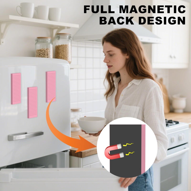 Nichela Magnetic Notepads Note Pads for Fridge with Full Magnet Back, 180 Sheets Colored Lined Refrigerator Notepad, 30 Sheets Per Pad for Grocery List, Shopping List, Office, Home, To-Do Lists & Memos - Image 4