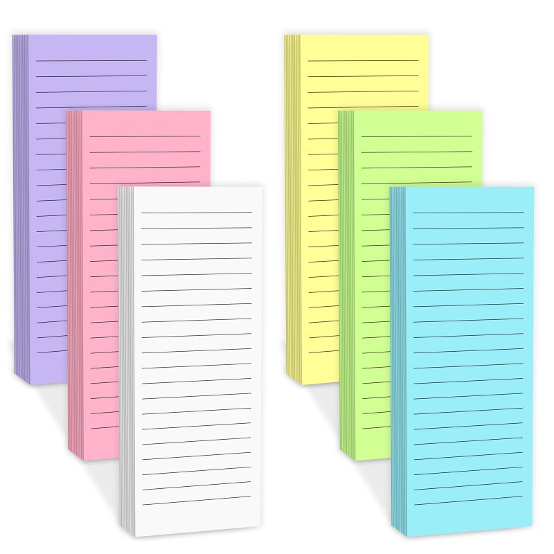 Nichela Magnetic Notepads Note Pads for Fridge with Full Magnet Back, 180 Sheets Colored Lined Refrigerator Notepad, 30 Sheets Per Pad for Grocery List, Shopping List, Office, Home, To-Do Lists & Memos - Image 1