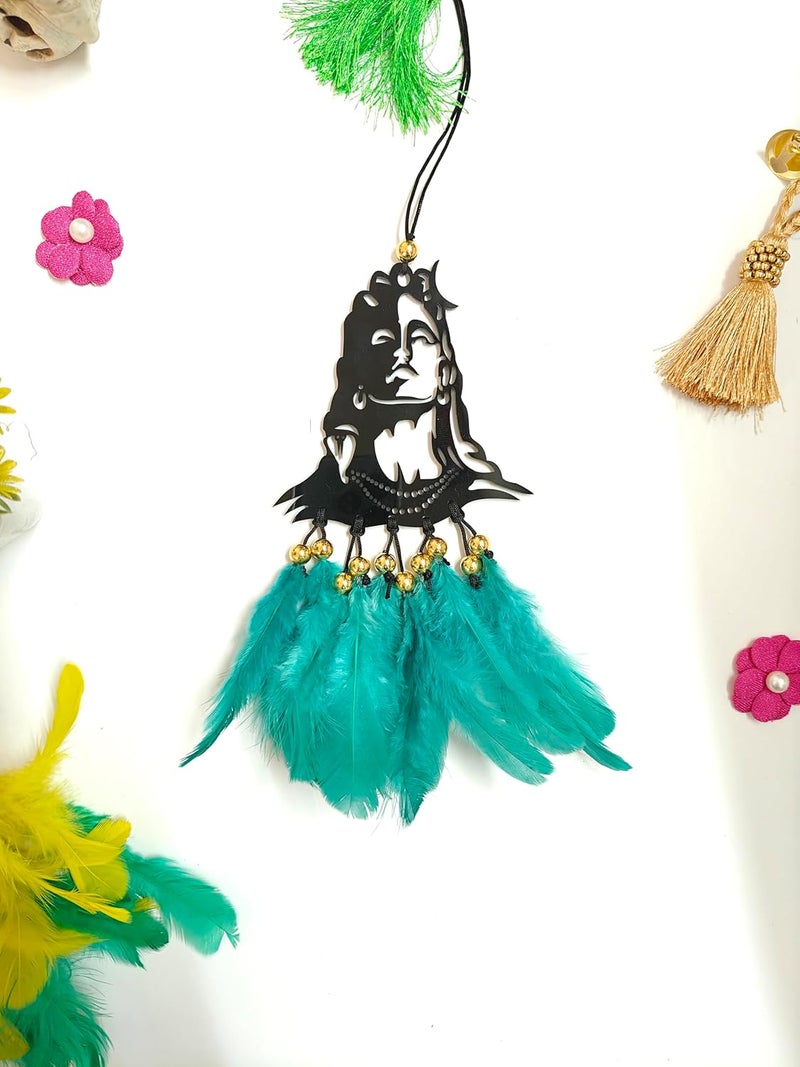 Jiyu Creation Car Hanging Ornament adiyogirama Dream Catcher for Positive Energy Rearview Mirror Charm Home and Temple Decor Durable Acrylic with Original Feathers - Image 5