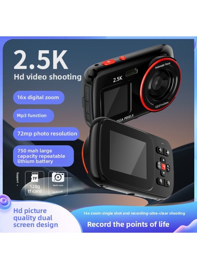 Generic Digital HD Camera Dual-screen Camera 72 Million Pixel Number Home Card Machine Travel Portable Camera-Body Color:Charming Night Black  - Image 5