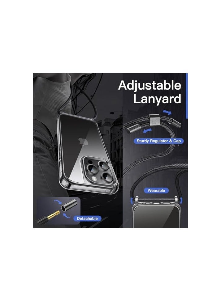 PROMASS Crossbody Case for iPhone 14 Pro 6.1-Inch with Adjustable Lanyard Strap, Clear Transparent Anti-Yellowing Shockproof Protective Phone Cover with Neck Cord Clear - Image 4