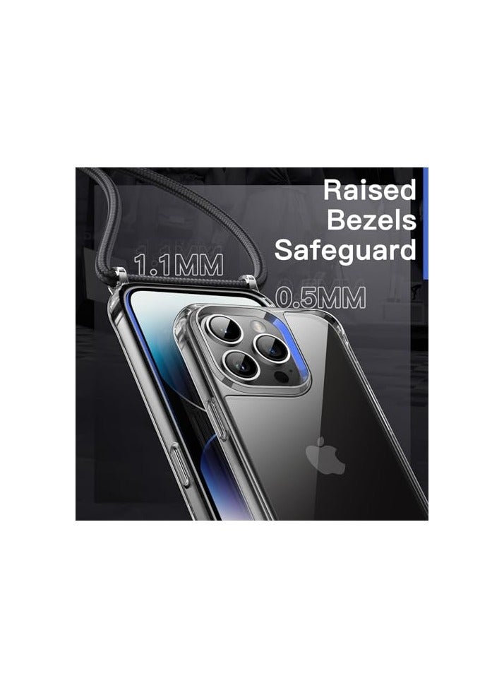 PROMASS Crossbody Case for iPhone 14 Pro 6.1-Inch with Adjustable Lanyard Strap, Clear Transparent Anti-Yellowing Shockproof Protective Phone Cover with Neck Cord Clear - Image 5