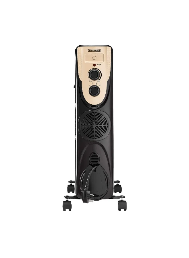 BLACK+DECKER 2500W 13-Fins Oil Filled Radiator Heater Black and Gold 71 x 71 x 20 cm OR013FD-B5