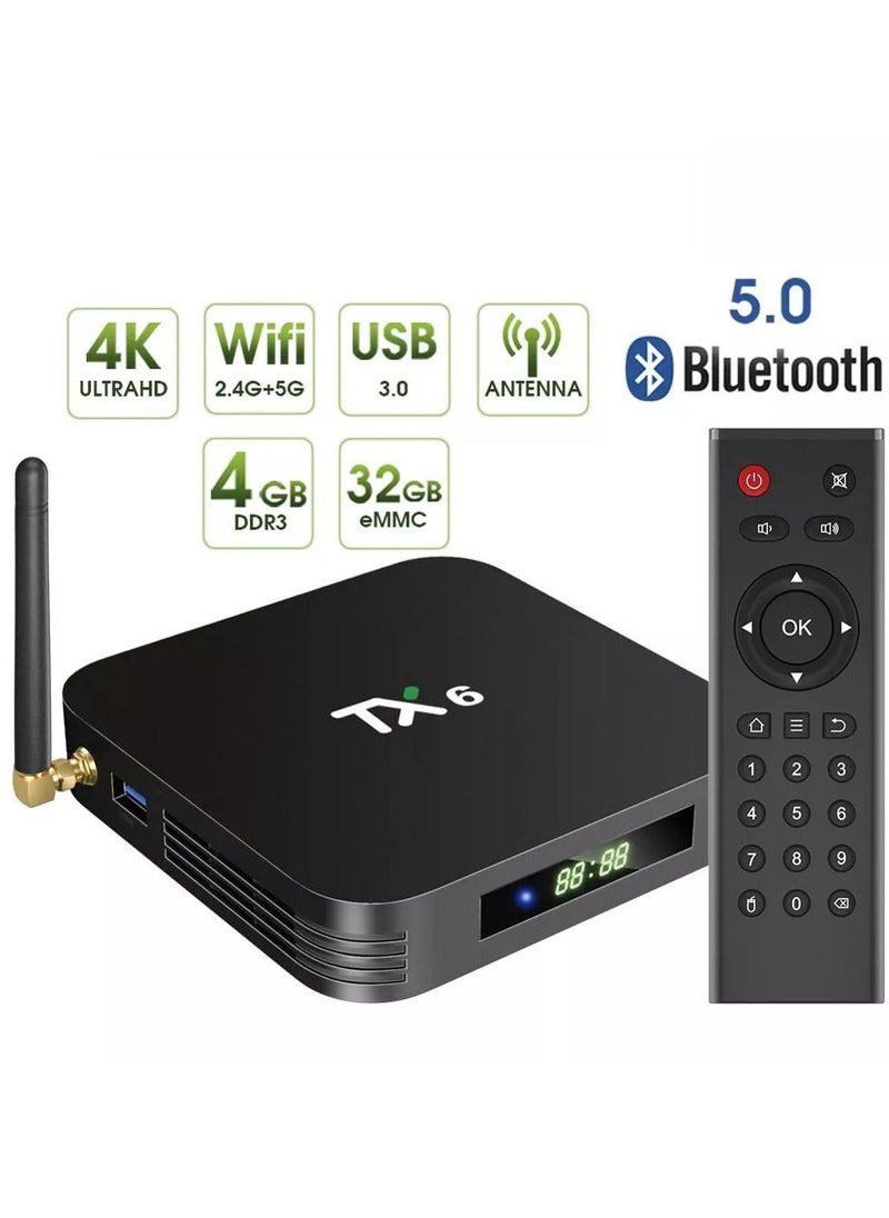 TX6 - Android TV Box Quad Core 2.4G/5G Dual WIFI Smart 4K Media Player 4GB 32GB - Image 1