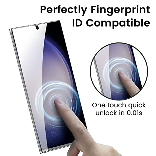 MOHAVE 2 Pack [Auto Alignment/Dust Removal] Screen Protector for SAMSUNG Galaxy S23 Ultra 5G 6.8″, 3D Curved HD Clear Film, 7H Hybrid Material, 100% Ultrasonic Fingerprint ID Compatible, Case Friendly - Image 3