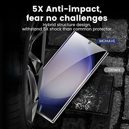 MOHAVE 2 Pack [Auto Alignment/Dust Removal] Screen Protector for SAMSUNG Galaxy S23 Ultra 5G 6.8″, 3D Curved HD Clear Film, 7H Hybrid Material, 100% Ultrasonic Fingerprint ID Compatible, Case Friendly - Image 4