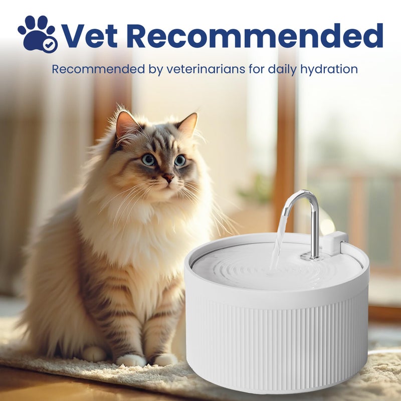 PawsPik Ceramic Serenity Pet Water Fountain â€“ Faucet-Style Spout, Quiet Motor, 5-Layer Filter â€“ BPA-Free Ceramic Bowl for Dogs & Cats, 9-Cup, White - Image 4