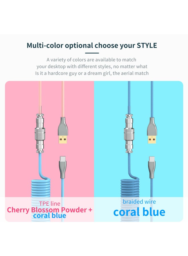 Airplug Type-c Interface Cable Removable Mechanical Game Keyboard Metal Usb Head Braided Stretchable Data Cable - Image 3