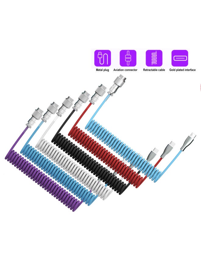 Airplug Type-c Interface Cable Removable Mechanical Game Keyboard Metal Usb Head Braided Stretchable Data Cable - Image 4