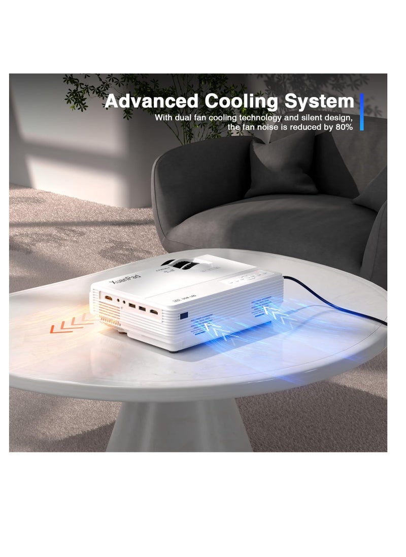 XuanPad - Video Projector, 16000L Mini Portable Video Projector WiFi Bluetooth Upgraded 2024, Supported 1080P HD Projector Projector, Home Theater Projector | VMHF - Image 1
