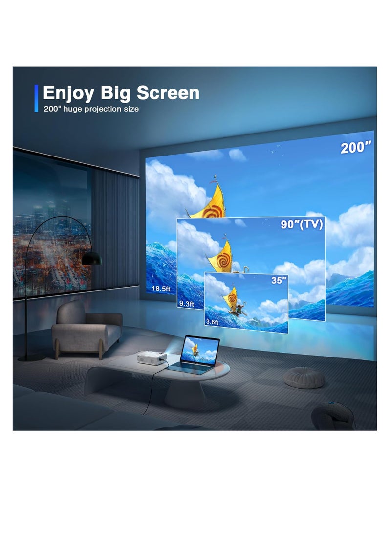XuanPad - Video Projector, 16000L Mini Portable Video Projector WiFi Bluetooth Upgraded 2024, Supported 1080P HD Projector Projector, Home Theater Projector | VMHF - Image 1