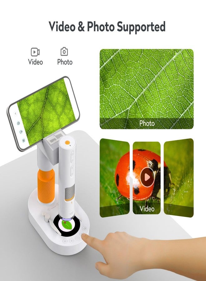 Matatastudio MX1-AS Digital Microscope for Kids, 3.5X-1000X USB Microscope with Functional Stand, Handheld Portable Miniscope Compatible with iOS Android & PC - Image 2