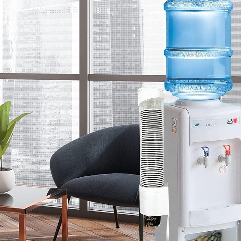 Feinerman Wall Mounted Paper Cup Dispenser Plastic Drinking Water Cup Holder Disposable Cup Organizer with Adhesive or Screw Mount SpaceSaving Glass Dispenser for Office Kitchen Hospital - Image 4