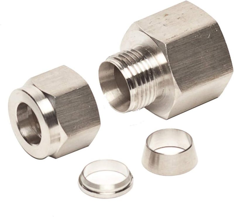 beduan 2 Pcs 304 Stainless Steel Tubing Compression Fitting, 12mm Tube OD x 1/2" Female, Air Compression Ferrule Connect Fitting - Image 2