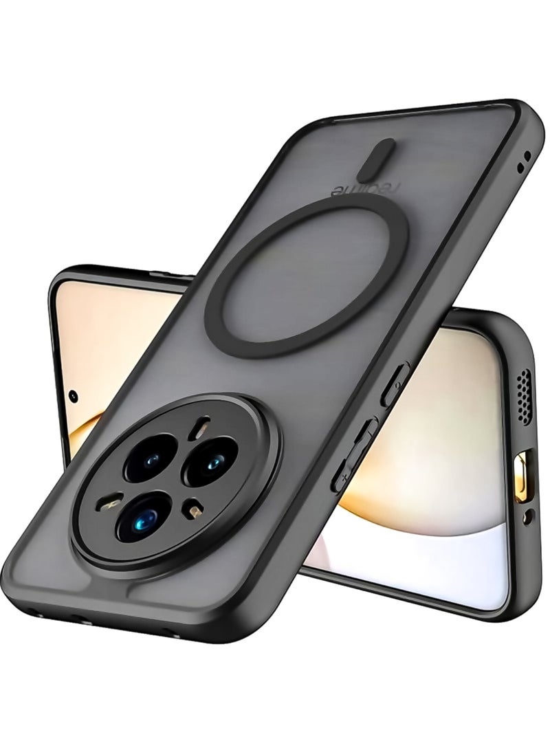 For Realme 14 Pro+ Magnetic Case, Compatible with MagSafe, TPU+PC Shockproof Matte Skin Feel Mobile Phone Back Cover, Anti-fingerprint Slim Fit Protective Casing - Image 1
