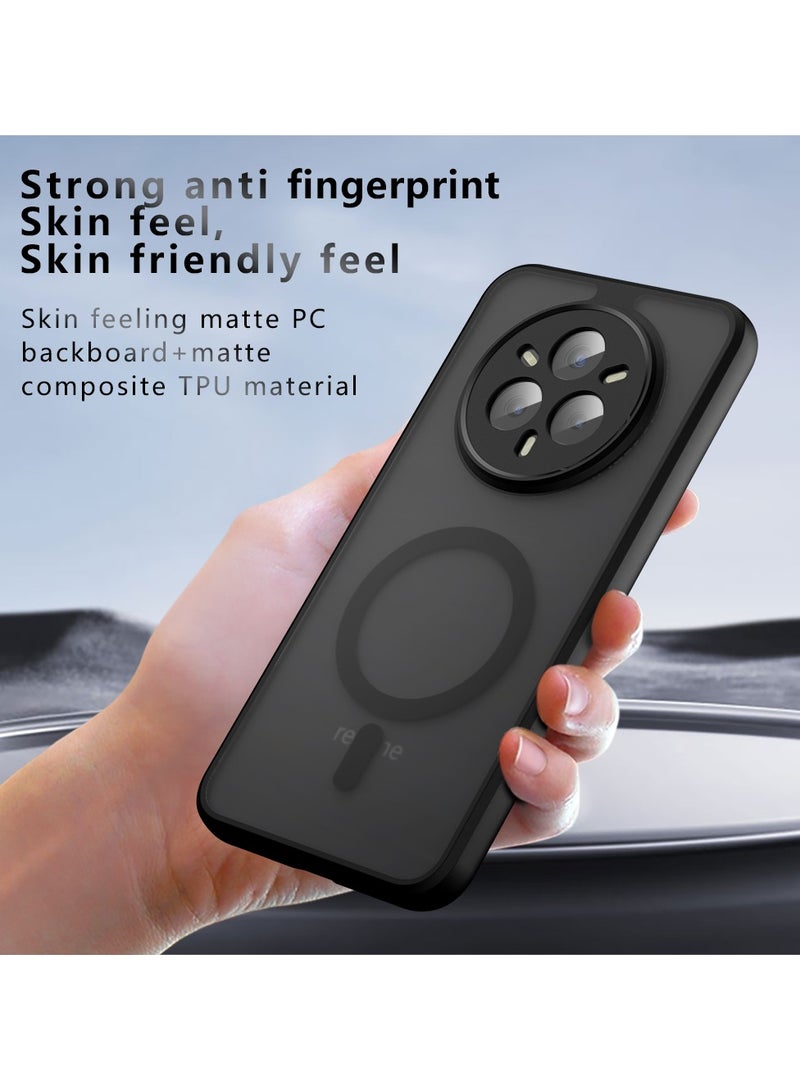 For Realme 14 Pro+ Magnetic Case, Compatible with MagSafe, TPU+PC Shockproof Matte Skin Feel Mobile Phone Back Cover, Anti-fingerprint Slim Fit Protective Casing - Image 2