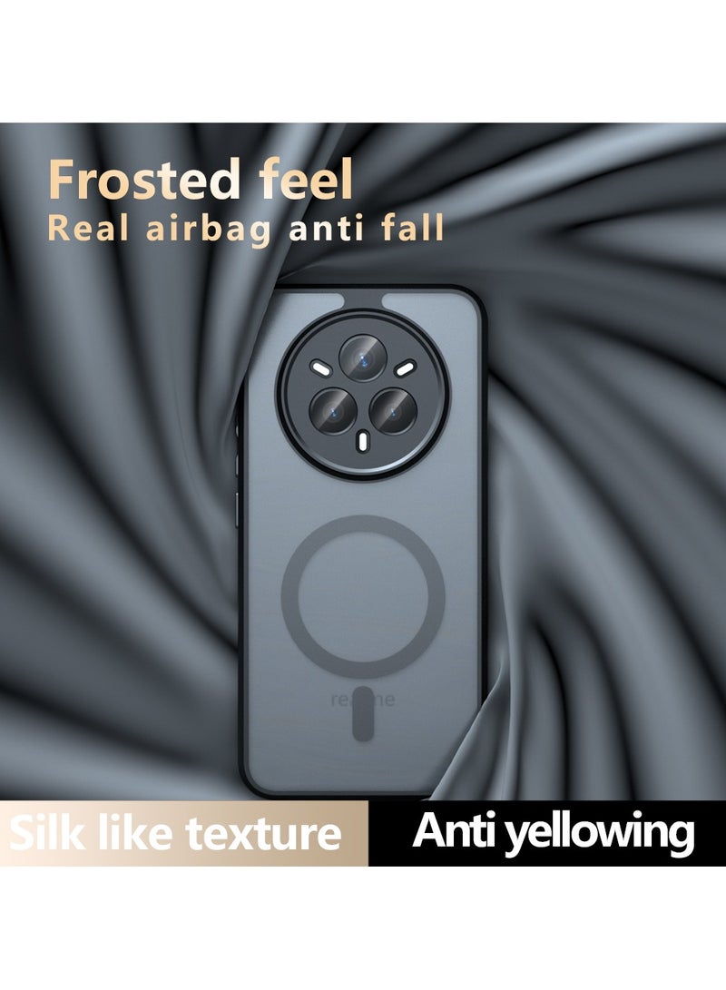 For Realme 14 Pro+ Magnetic Case, Compatible with MagSafe, TPU+PC Shockproof Matte Skin Feel Mobile Phone Back Cover, Anti-fingerprint Slim Fit Protective Casing - Image 4