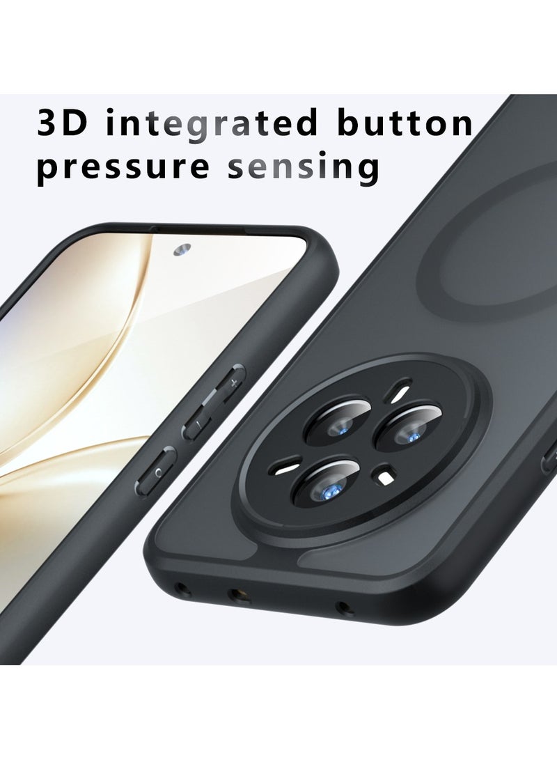 For Realme 14 Pro+ Magnetic Case, Compatible with MagSafe, TPU+PC Shockproof Matte Skin Feel Mobile Phone Back Cover, Anti-fingerprint Slim Fit Protective Casing - Image 5