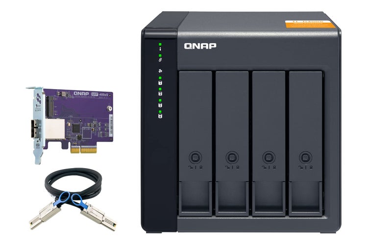 QNAP TL-D400S 4 Bay SATA 6Gbps JBOD Storage Enclosure. PCIe SATA Expansion Card (QXP-400eS-A1164) Included - Image 1