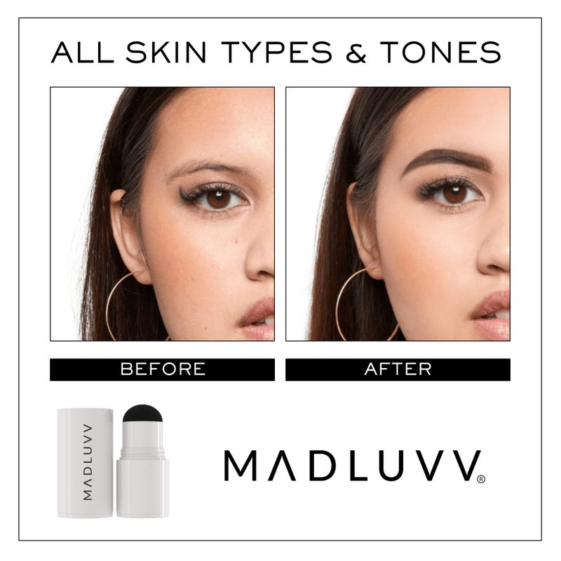 MADLUVV تعبئة ختم الحواجب MADLUVV* - ختم لون للحواجب ولمسة جذر للنساء والرجال، يخفي فقدان الشعر، الشعر الرمادي، الشعر الخفيف على الفور مع تركيبة مسحوق مقاومة للبقع/مقاومة للتلطيخ (بني) - Image 5