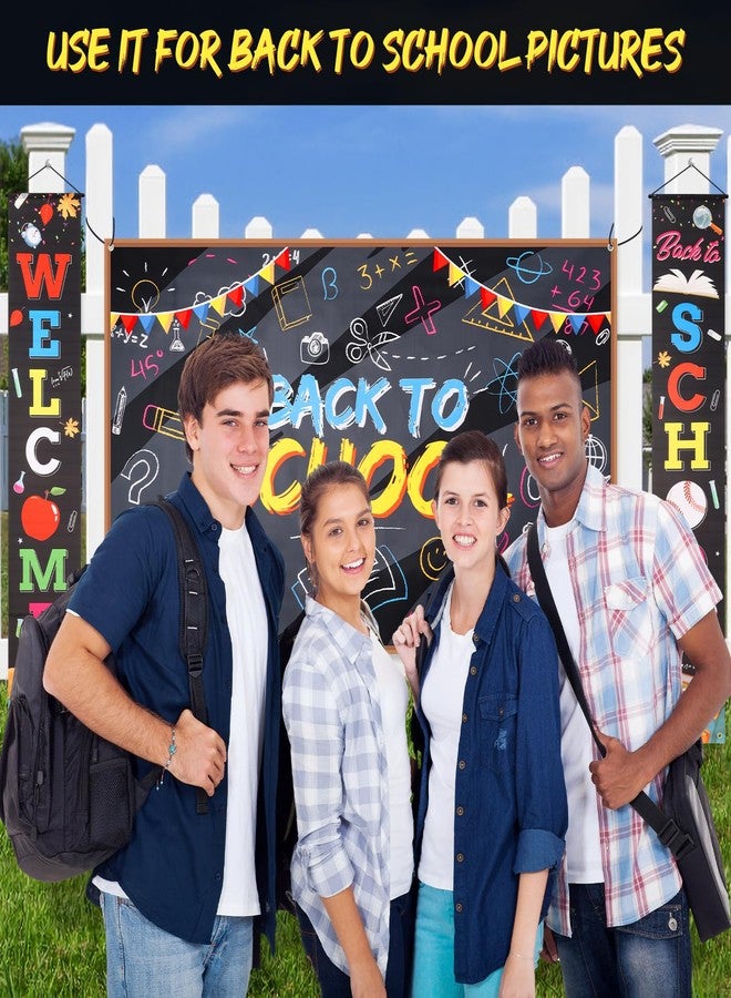 LifeisLuck Large Welcome Back to School Banner with 72x43 Inch Back to School Back-drop, First Day of School Welcome Back Bulletin Board Sign Teacher Supplies for Pre-School Primary High School Classroom Wall - Image 4