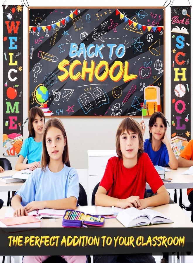 LifeisLuck Large Welcome Back to School Banner with 72x43 Inch Back to School Back-drop, First Day of School Welcome Back Bulletin Board Sign Teacher Supplies for Pre-School Primary High School Classroom Wall - Image 2