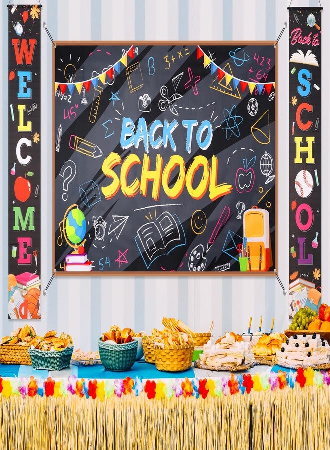 LifeisLuck Large Welcome Back to School Banner with 72x43 Inch Back to School Back-drop, First Day of School Welcome Back Bulletin Board Sign Teacher Supplies for Pre-School Primary High School Classroom Wall - Image 1