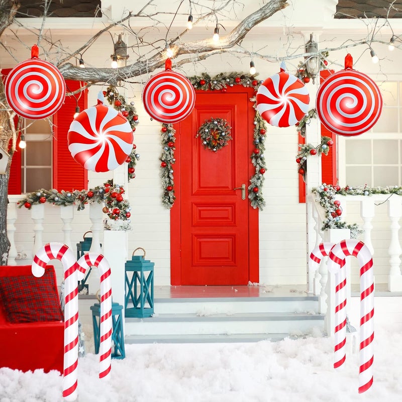 Vinsot 32Pcs Christmas Candy Cane Balloons Set Swirl Lollipop Foil Balloons Xmas Red Mylar Balloons Inflatable Candy Balloons Candy Decorations for Party Wedding Candies Theme Birthday Decor Supplies - Image 4