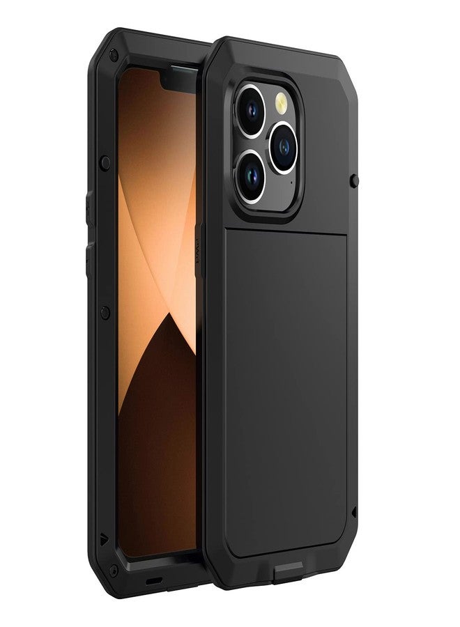 Marrkey for iPhone 14 Pro Case, 360 Full Body Protective Cover Heavy Duty Shockproof Tough Armour Aluminum Metal Case with Silicone Built-in Screen Protector for Apple iPhone 14 Pro 6.1" - Black - Image 2