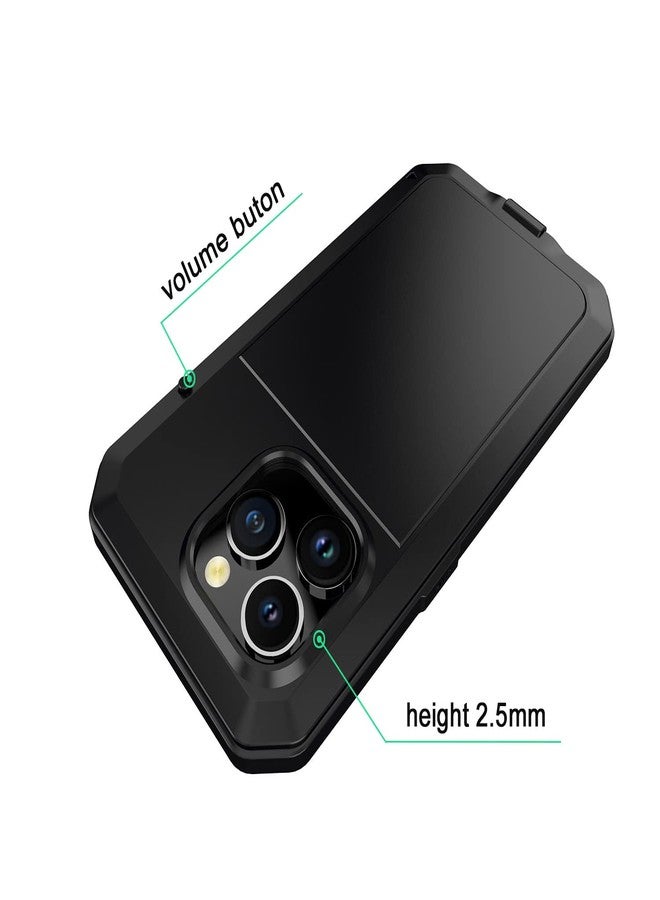 Marrkey for iPhone 14 Pro Case, 360 Full Body Protective Cover Heavy Duty Shockproof Tough Armour Aluminum Metal Case with Silicone Built-in Screen Protector for Apple iPhone 14 Pro 6.1" - Black - Image 4