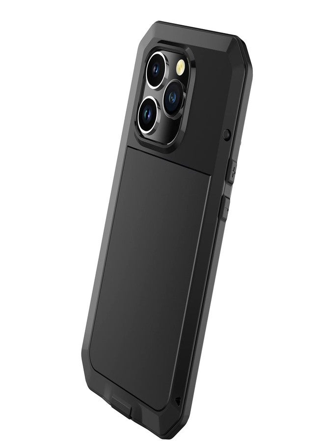 Marrkey for iPhone 14 Pro Case, 360 Full Body Protective Cover Heavy Duty Shockproof Tough Armour Aluminum Metal Case with Silicone Built-in Screen Protector for Apple iPhone 14 Pro 6.1" - Black - Image 5