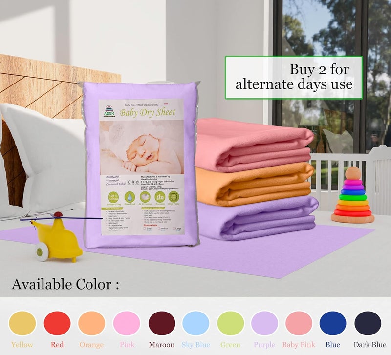 AJISH Baby Bed Protector Reusable 100 Waterproof High Absorbent Faster Dry Sheet Soft Cotton Fabric Best for New Born Babies Toddler Children 140X200CM Light Purple Extra Large Pack of 1 - Image 4